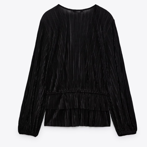 Zara  Black Pleated Top - Picture 9 of 10
